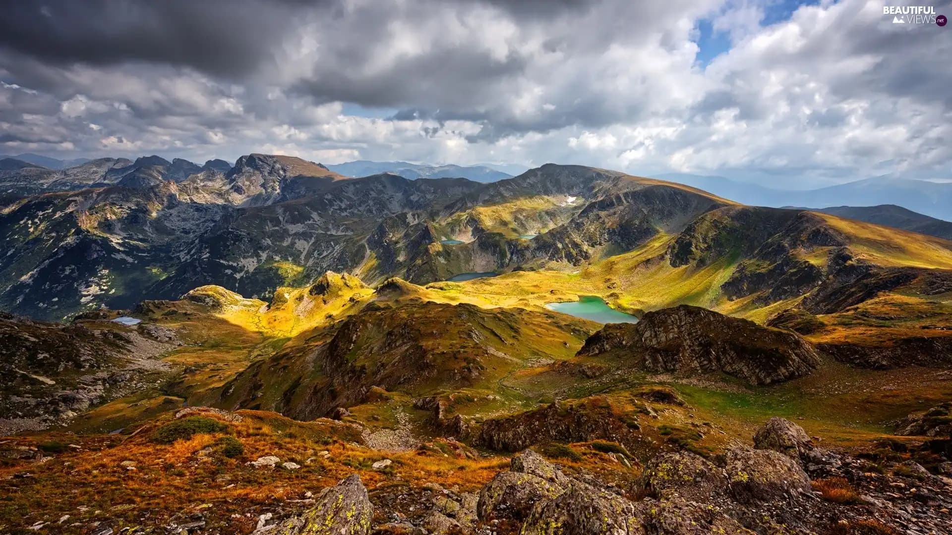 The Seven Rila Lakes under a cloudy sky, Bulgaria